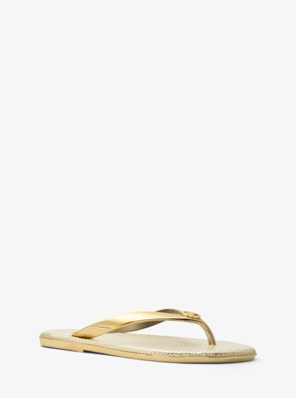 Damske Zabky Michael Kors Jet Set Metallic Jelly Zlate - Topanky Michael Kors Lacne | OTFPZ-7234